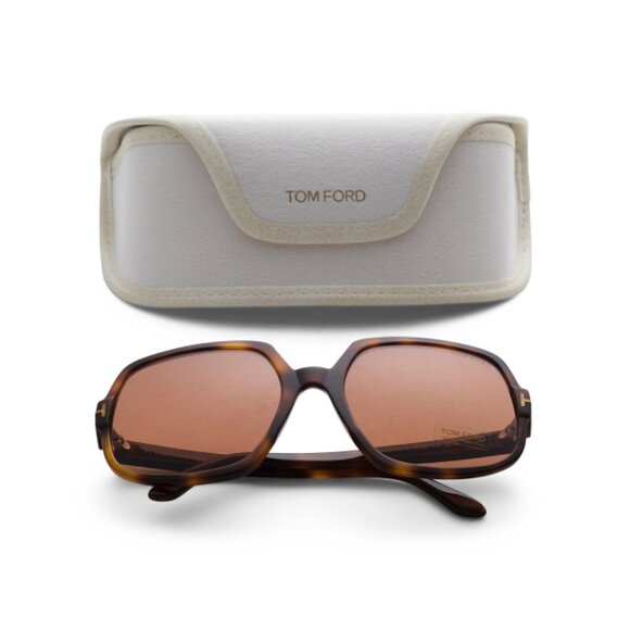 TOM FORD Tortoise Shell 60mm Oval Sunglasses - Picture 1 of 2